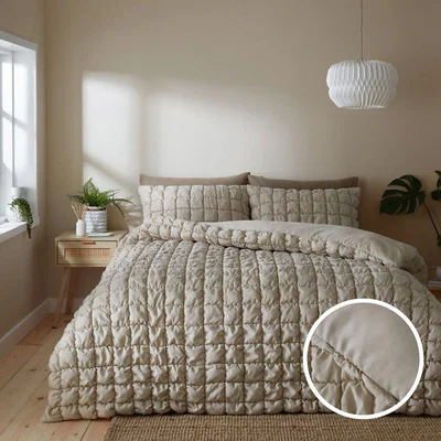 La Redoute Puffer Quilted Polycotton Duvet Cover and Pillowcase Set