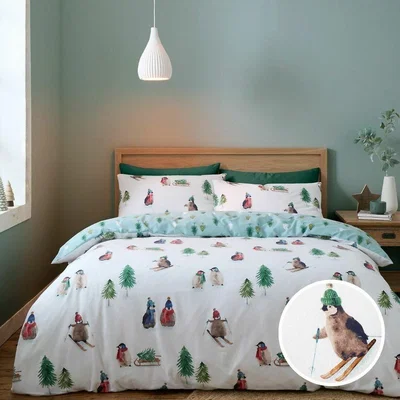 La Redoute Brushed Snowy Penguin Duvet Cover and Pillowcase Set