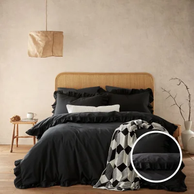 La Redoute Ruffle Frill Cotton Duvet Cover and Pillowcase Set