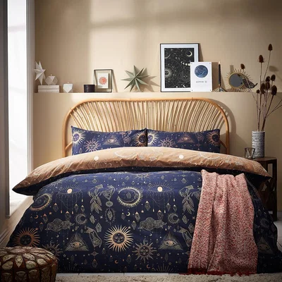 La Redoute Constellation Celestial Reversible Cotton Mix Duvet Cover and Pillowcase Set