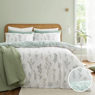 La Redoute Wild Flowers 100% Cotton Duvet Cover and Pillowcase Set