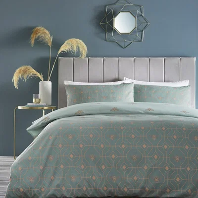 La Redoute Bee Deco Geometric Cotton Mix Duvet Cover and Pillowcase Set