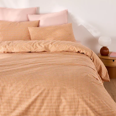 La Redoute Lesia Checked 30% Recycled Cotton Duvet Cover Set with Square Pillowcase