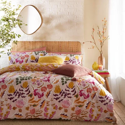 La Redoute Protea Floral Reversible Cotton Mix Duvet Cover and Pillowcase Set