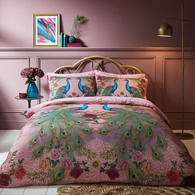 La Redoute Xanadu Peacock 100% Cotton Duvet Cover and Pillowcase Set
