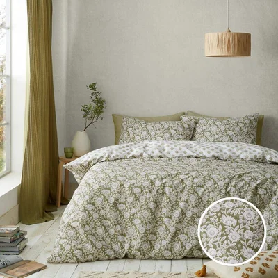 La Redoute Tangier Floral 100% Cotton Duvet Cover and Pillowcase Set