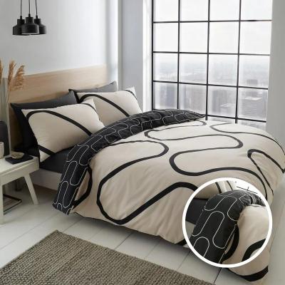 La Redoute Linear Curve Geometric Cotton Mix Duvet Cover and Pillowcase Set