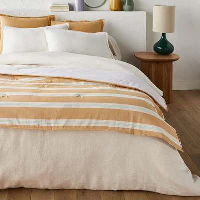 La Redoute Vence Striped Cotton & Linen Quilt