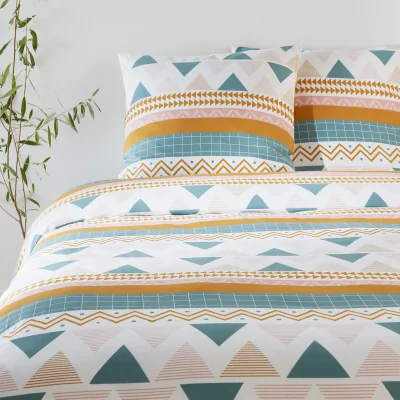 La Redoute Rise Geometric 100% Cotton Bedding Set with Square Pillowcase