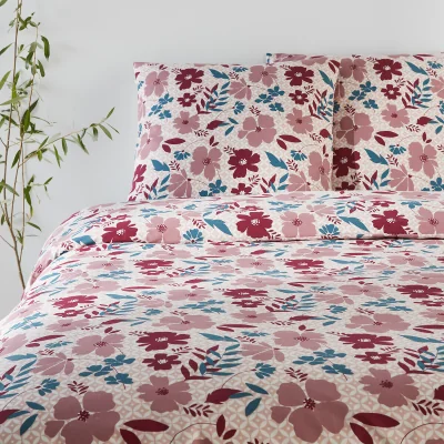 La Redoute Beki Floral 100% Cotton Bedding Set with Square Pillowcases