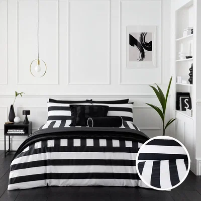 La Redoute Bold Stripe Cotton Duvet Cover and Pillowcase Set