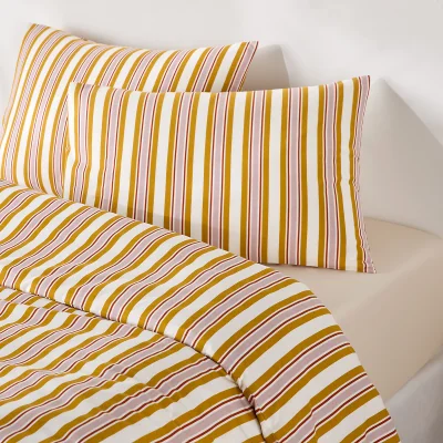 La Redoute Dairis Duvet Cover Set in 30% Recycled Cotton with Rectangular Pillowcase