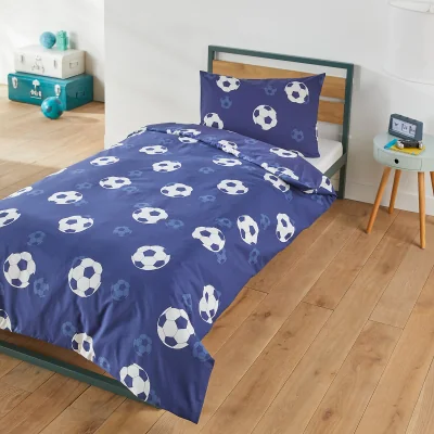 La Redoute Blue Goal Cotton Bed Set with Square Pillowcase