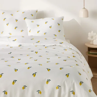 La Redoute Citron 50% Recycled Cotton Duvet Set with Square Pillowcase