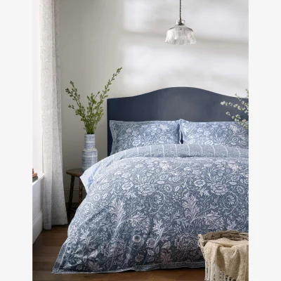 Marks & Spencer William Morris At Home Pure Cotton Frieze Double Bough Bedding Set Medium Blue Mix