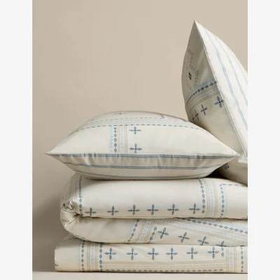 Marks & Spencer M&S Pure Cotton Coastal Tile Print Bedding Set Blue Mix