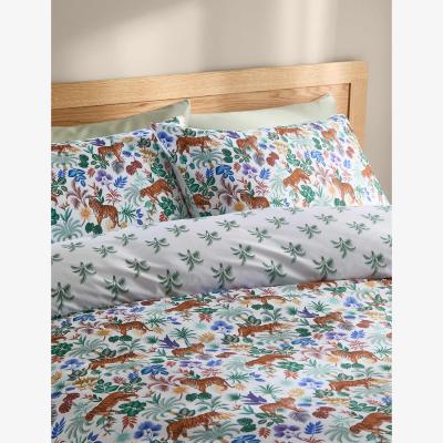 Marks & Spencer M&S Collection Pure Cotton Floral Tiger Print Bedding Set - 5FT - Teal Mix, Teal Mix