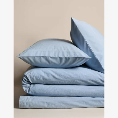 Marks & Spencer M&S Pure Cotton Striped Seersucker Bedding Set Dusty Blue