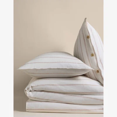 Marks & Spencer M&S Linen Rich Striped Jacquard Bedding Set Neutral
