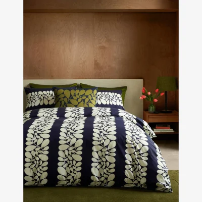 Marks & Spencer Orla Kiely Pure Cotton Sycamore Stripe Bedding Set Blue Mix
