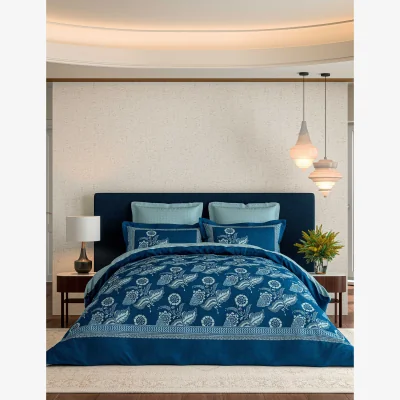 Marks & Spencer V&A Pure Cotton Eastern Bloom Bedding Set Indigo Mix