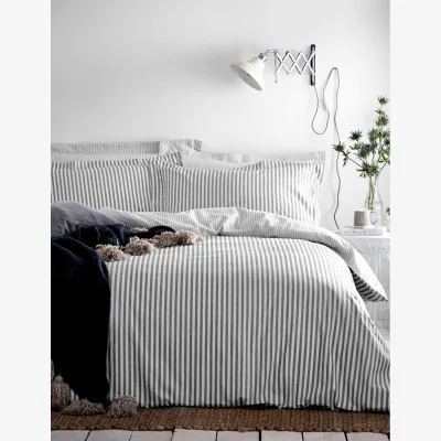 Marks & Spencer YARD Pure Cotton Hebden Stripe Bedding Set Grey Mix