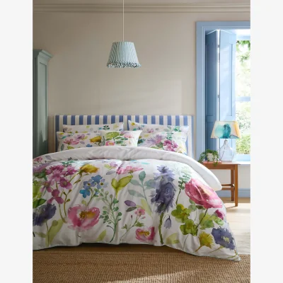 Marks & Spencer Bluebellgray Pure Cotton Sateen Tetbury Bedding Set White Mix