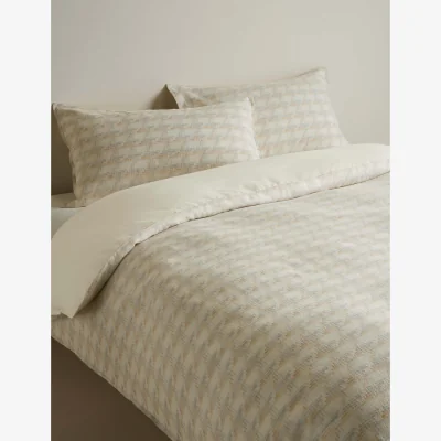 Marks & Spencer M&S Blurred Check Jacquard Bedding Set Linen