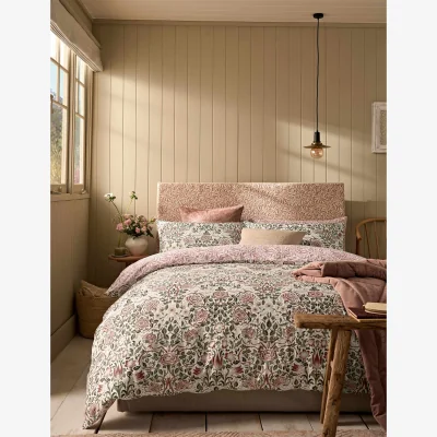Marks & Spencer William Morris At Home Pure Cotton Sateen Rose Brick Bedding Set Pink Mix