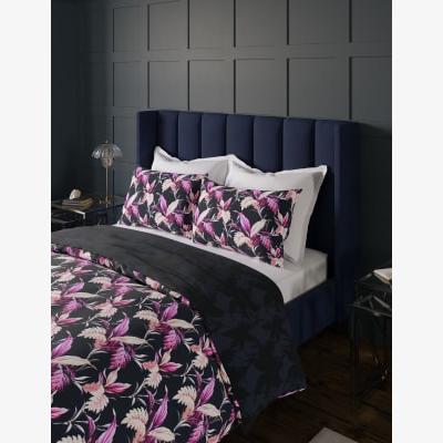 Marks & Spencer M&S  Cotton Rich Leaf Bedding Set - 5FT - Navy Mix, Navy Mix