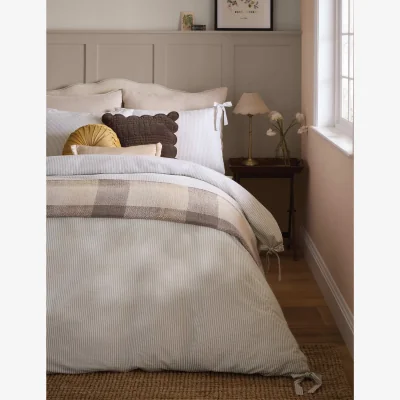Marks & Spencer Laura Ashley Cotton Rich Cornish Stripe Bedding Set Natural