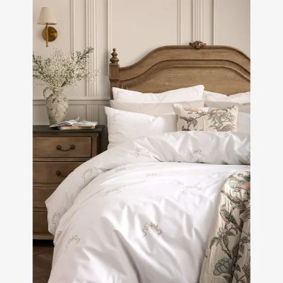 Marks & Spencer Historic Royal Palaces Pure Cotton Bow Embroidered Bedding Set White