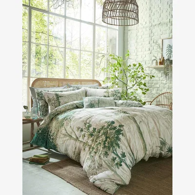 Marks & Spencer Graham & Brown Pure Cotton Sateen Coppice Forest Bedding Set - DBL - Light Green, Light Green