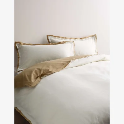 Marks & Spencer M&S Pure Cotton Crepe Contrast Bedding Set Natural Mix