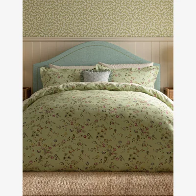Marks & Spencer Sanderson Pure Cotton Nectar Fields Bedding Set Green Mix