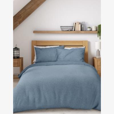 Marks & Spencer M&S Pure Cotton Jersey Bedding Set - 6FT - Mid Blue, Mid Blue,White,Grey Marl