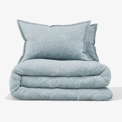 Marks & Spencer M&S Collection Aida-Alouette Damask Sateen Bedding Set - 5FT - Blue Mix, Blue Mix,Green Mix,Grey Mix