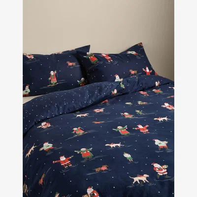 Marks & Spencer M&S Pure Cotton Santa & Friends Bedding Set Navy Mix