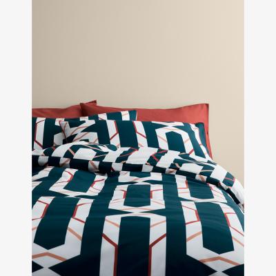 Marks & Spencer M&S Collection Pure Cotton Block Chain Print Bedding Set - DBL - Navy Mix, Navy Mix