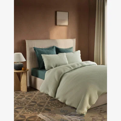 Marks & Spencer M&S X Fired Earth Tahoe Pure Cotton Matelasse Bedding Set - 6FT - Pale Mint, Pale Mint