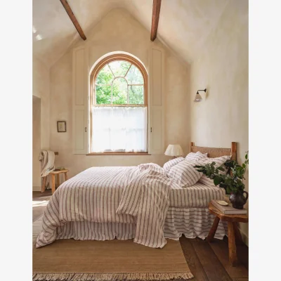 Marks & Spencer Piglet In Bed Linen Rich Kemptown Stripe Duvet Cover Cream Mix