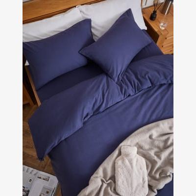 Marks & Spencer M&S Pure Brushed Cotton Bedding Set - 6FT - Midnight Navy, Midnight Navy,Chambray,Charcoal