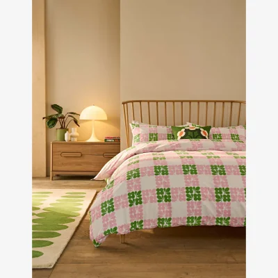 Marks & Spencer Orla Kiely Pure Cotton Geometric Bedding Set Pink Mix