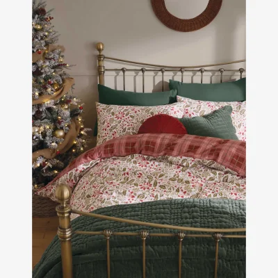 Marks & Spencer Laura Ashley Pure Cotton Astley Floral Christmas Bedding Set Red Mix