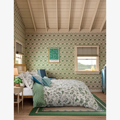 Marks & Spencer Joules Pure Cotton Festival Pheasants Bedding Set - DBL - Green, Green