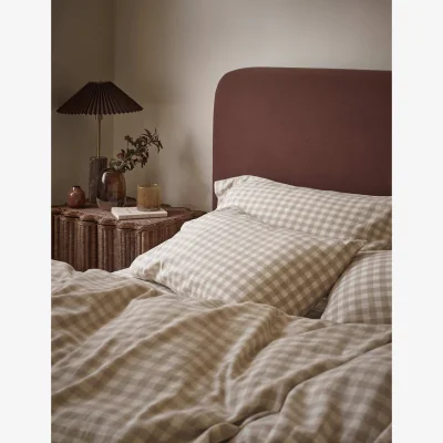 Marks & Spencer Piglet In Bed Linen Blend Gingham Pillowcase Pair Ivory Mix
