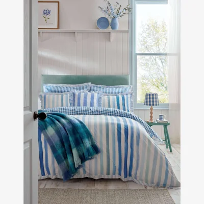 Marks & Spencer Bluebellgray Pure Cotton Sunday Stripe Bedding Set Blue Mix