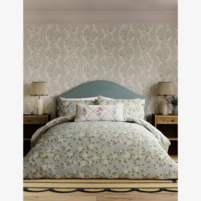 Marks & Spencer Sanderson Pure Cotton Damson Blossom Bedding Set Light Blue