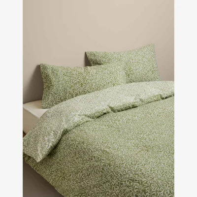 Marks & Spencer M&S Cotton Blend Willow Leaf Printed Bedding Set Green Mix