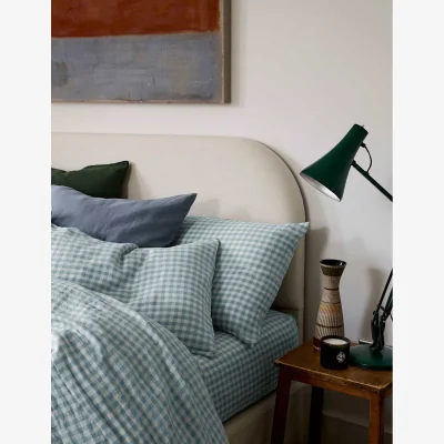 Marks & Spencer Piglet In Bed Linen Rich Gingham Pillowcase Set Light Blue Mix